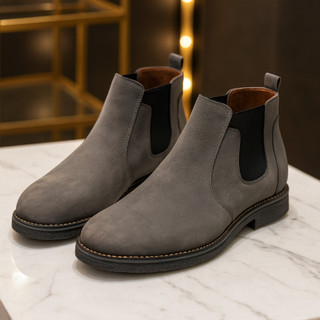 نیم بوت چرم مردانه کد NB064GR رنگ طوسی